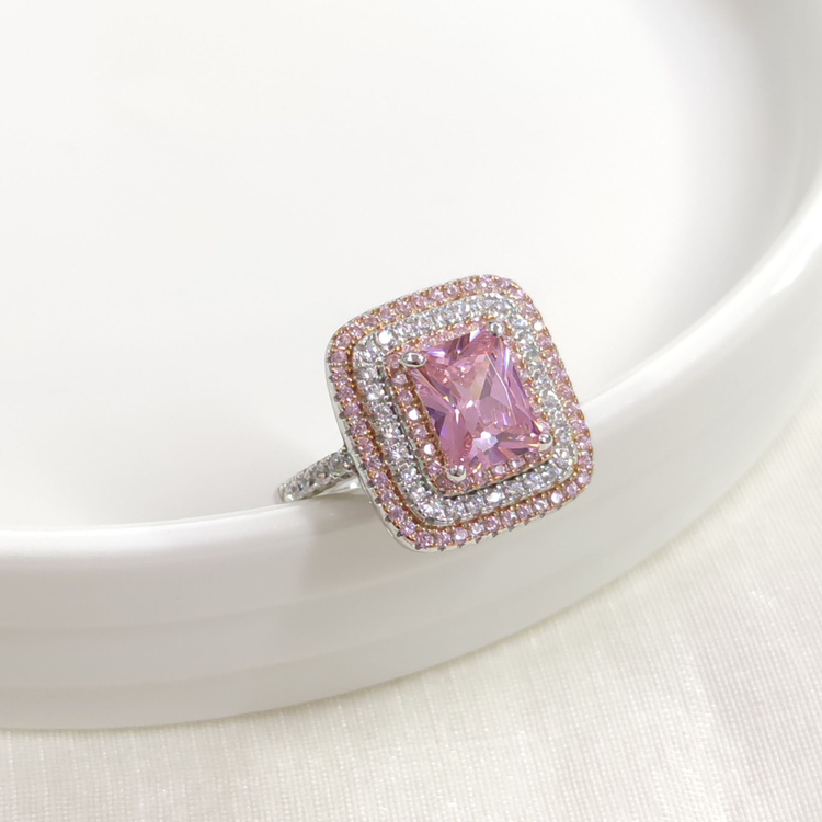 İTHAL PEMBE ZİRKON BAGET GÜMÜŞ YÜZÜK