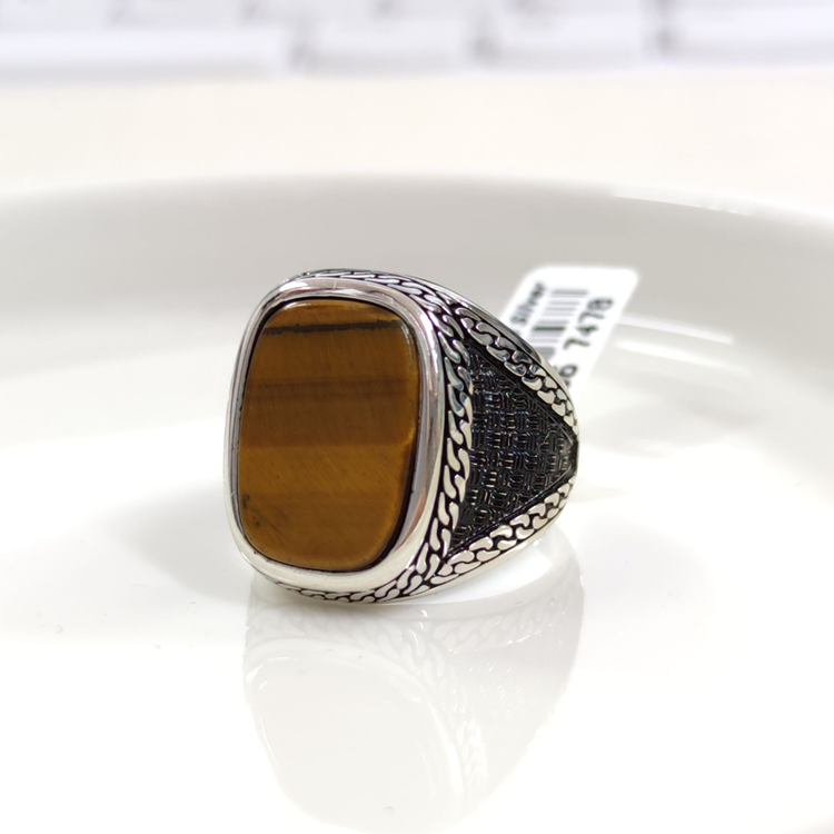 KAPLAN GÖZÜ GÜMÜŞ ERKEK YÜZÜK