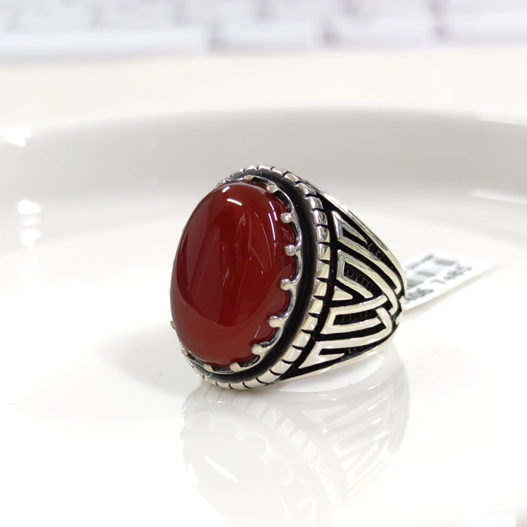 AKİK OVAL GÜMÜŞ ERKEK YÜZÜK