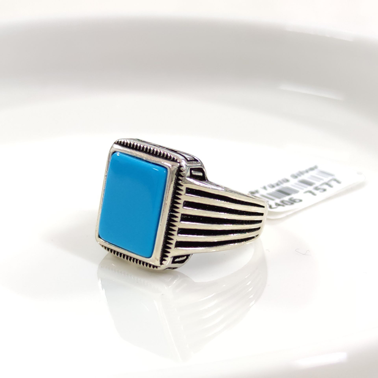 TURKUAZ TAŞLI GÜMÜŞ ERKEK YÜZÜK