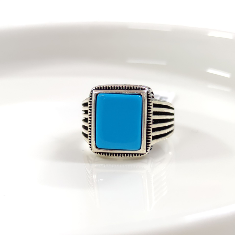 TURKUAZ TAŞLI GÜMÜŞ ERKEK YÜZÜK