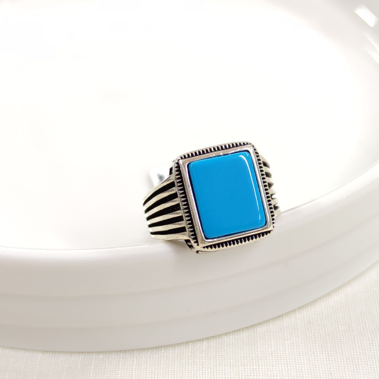 TURKUAZ TAŞLI GÜMÜŞ ERKEK YÜZÜK