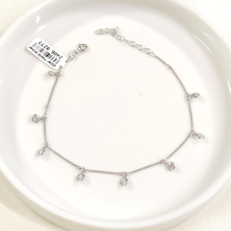 ZİRKON TAŞLI SALLANTILI GÜMÜŞ HALHAL