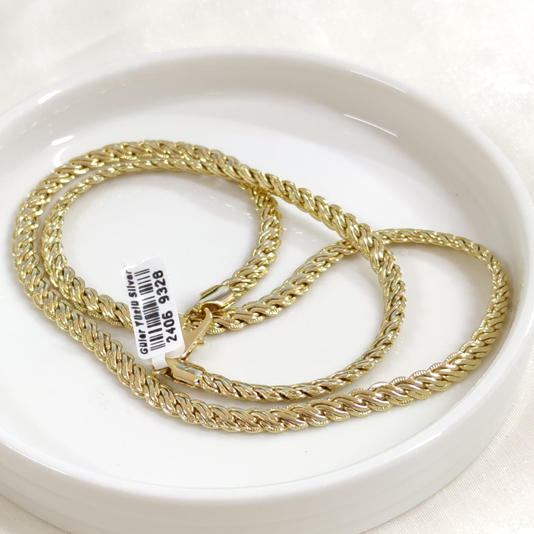 XUPING 5 MM YASSI DESENLİ BURGU ZİNCİR KOLYE 60 CM GOLD