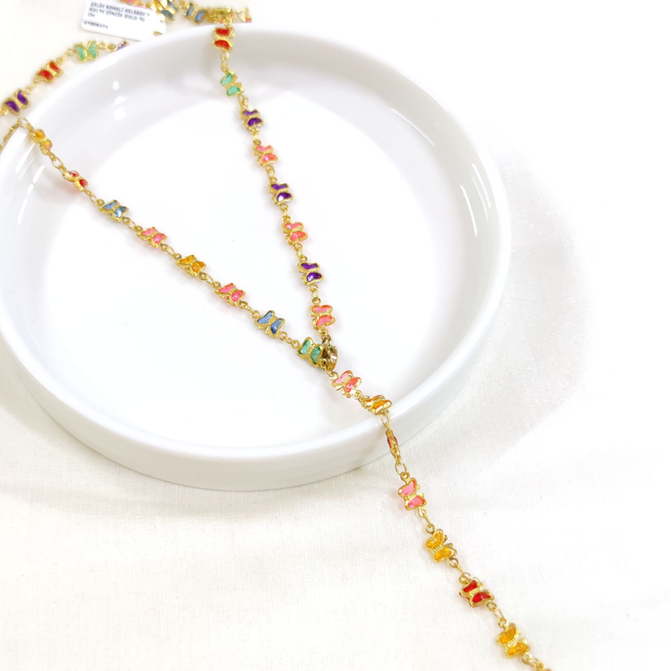 ÇELİK RENKLİ KELEBEK Y KOLYE ZİNCİR GOLD 70 CM