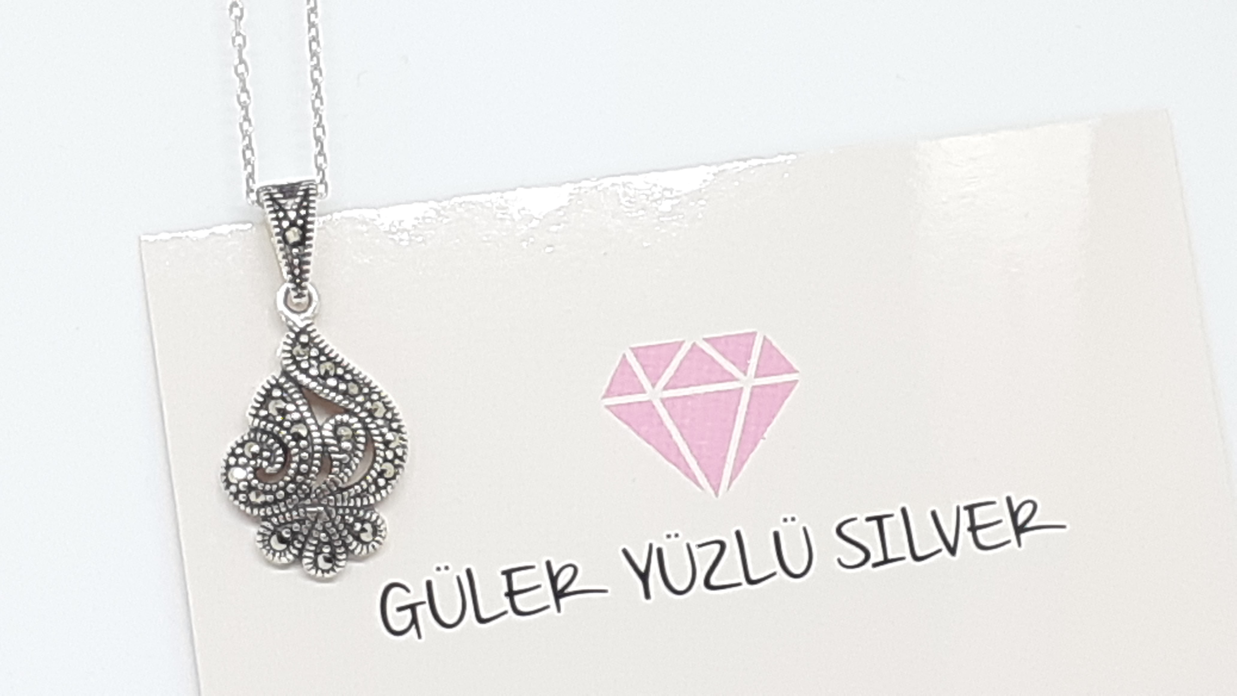MARKAZİT TASARIM GÜMÜŞ KOLYE