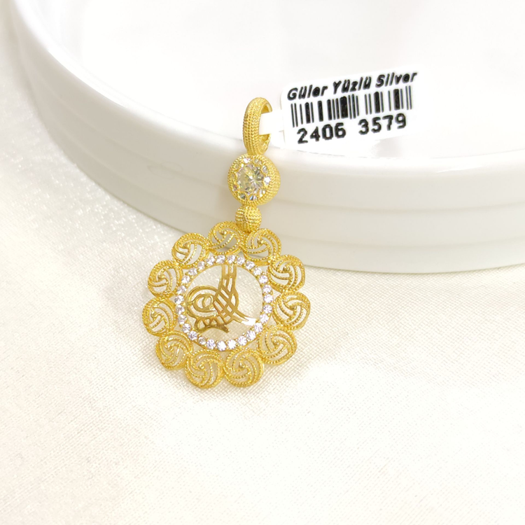 ÇİÇEK TUĞRA GÜMÜŞ KOLYE UCU 25x40MM