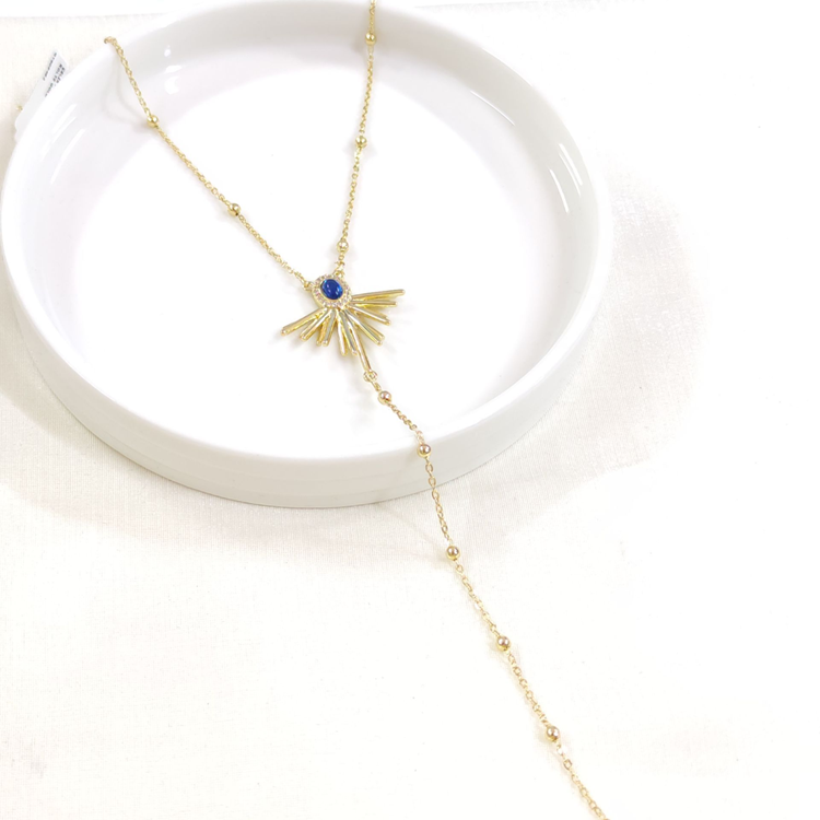 ÇELİK MAVİ GÜNEŞ Y KOLYE GOLD 40+5 CM