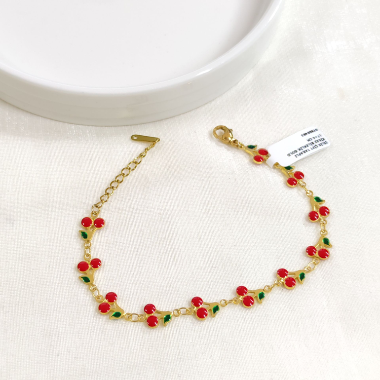 ÇELİK ÇİFT TARAFLI KİRAZ BİLEKLİK GOLD 17+4 CM