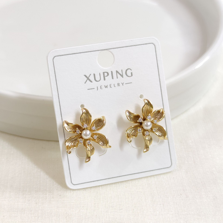 XUPING 2 CM İNCİ ÇİÇEK ÇİVİ KÜPE GOLD