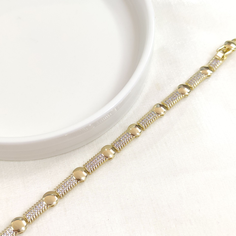 XUPING TAŞLI 5 MM DÜĞME BİLEKLİK GOLD 17+2 CM