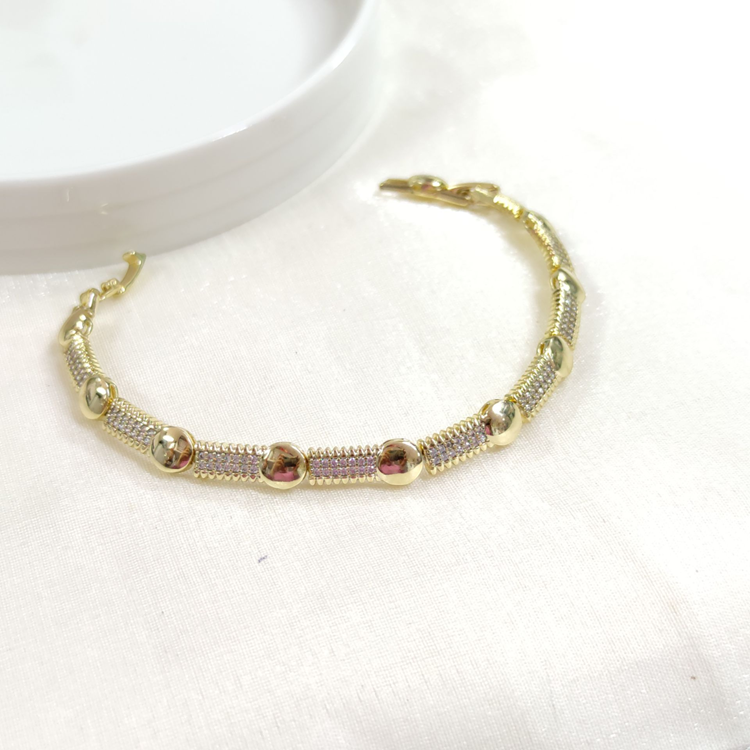 XUPING TAŞLI 5 MM DÜĞME BİLEKLİK GOLD 17+2 CM