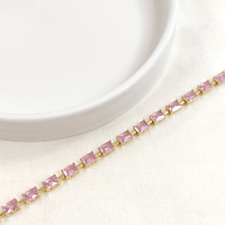 XUPING PEMBE TAŞLI BAGET BİLEKLİK GOLD 17+2 CM