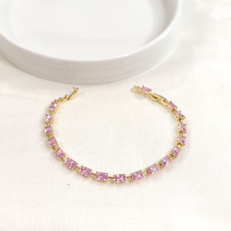 XUPING PEMBE TAŞLI BAGET BİLEKLİK GOLD 17+2 CM