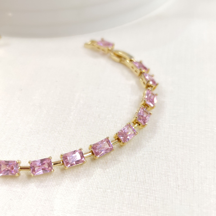 XUPING PEMBE TAŞLI BAGET BİLEKLİK GOLD 17+2 CM