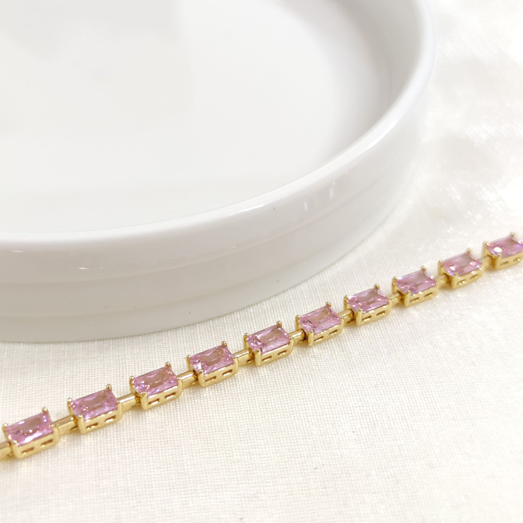 XUPING PEMBE TAŞLI BAGET BİLEKLİK GOLD 17+2 CM