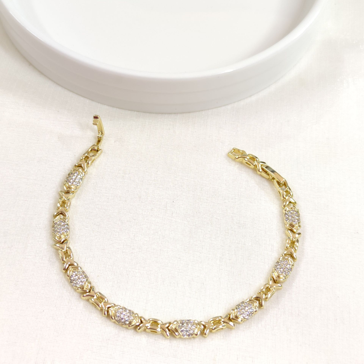 XUPING TAŞ DETAYLI BİLEKLİK GOLD 17+2 CM