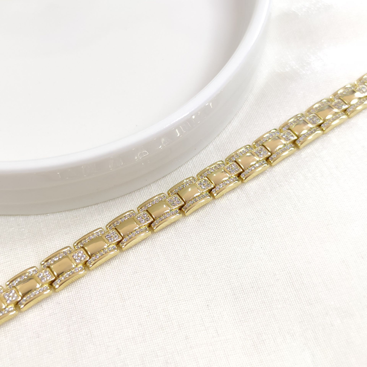 XUPING TAŞ DETAY KARE BİLEKLİK GOLD 17+2 CM