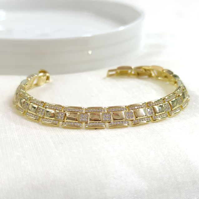 XUPING TAŞ DETAY KARE BİLEKLİK GOLD 17+2 CM