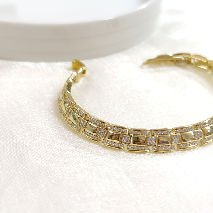 XUPING TAŞ DETAY KARE BİLEKLİK GOLD 17+2 CM