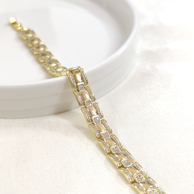 XUPING TAŞ DETAY KARE BİLEKLİK GOLD 17+2 CM