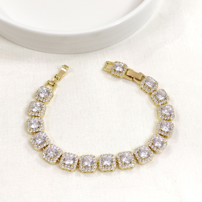 XUPING 9 MM KARE TAŞLI BİLEKLİK GOLD 17+2 CM