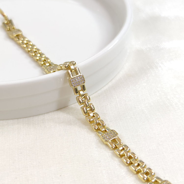 XUPING TAŞ DETAY İNCE KORDON BİLEKLİK GOLD 17+2 CM