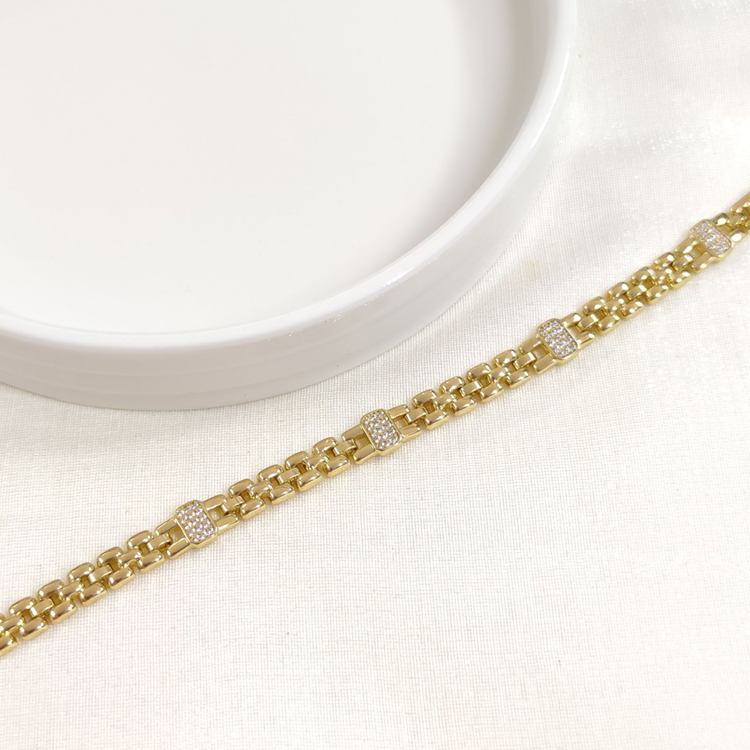 XUPING TAŞ DETAY İNCE KORDON BİLEKLİK GOLD 17+2 CM