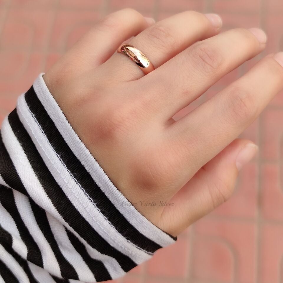 5 MM DÜZ BOMBELİ GÜMÜŞ ALYANS ROSE BAKIR - 15