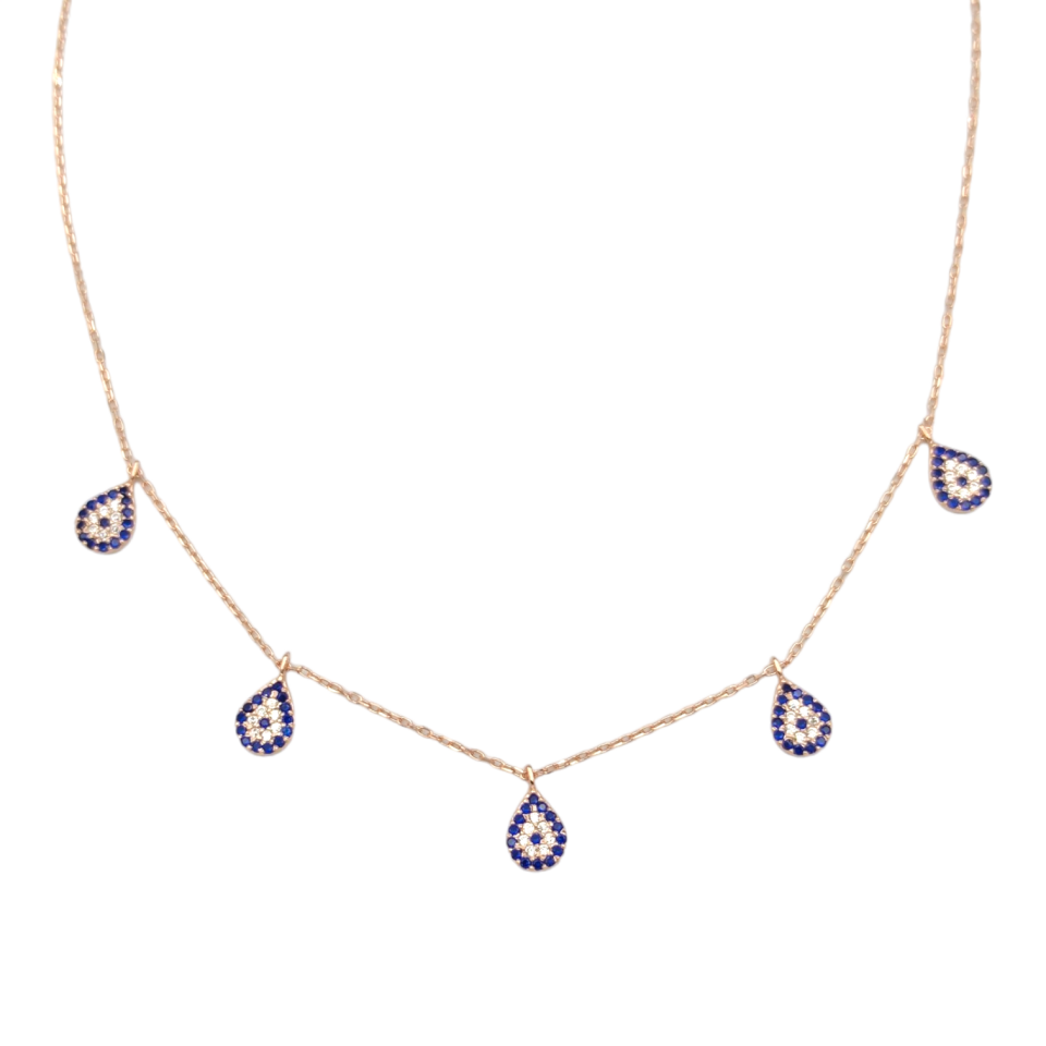 SALLANTILI DAMLA SOSYETE GÖZÜ ŞANS GÜMÜŞ KOLYE ROSE BAKIR - STD