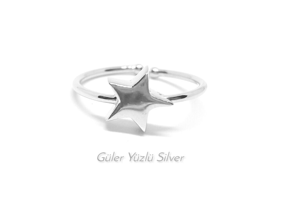 AYARLANABİLİR 3 BOYUTLU YILDIZ GÜMÜŞ YÜZÜK