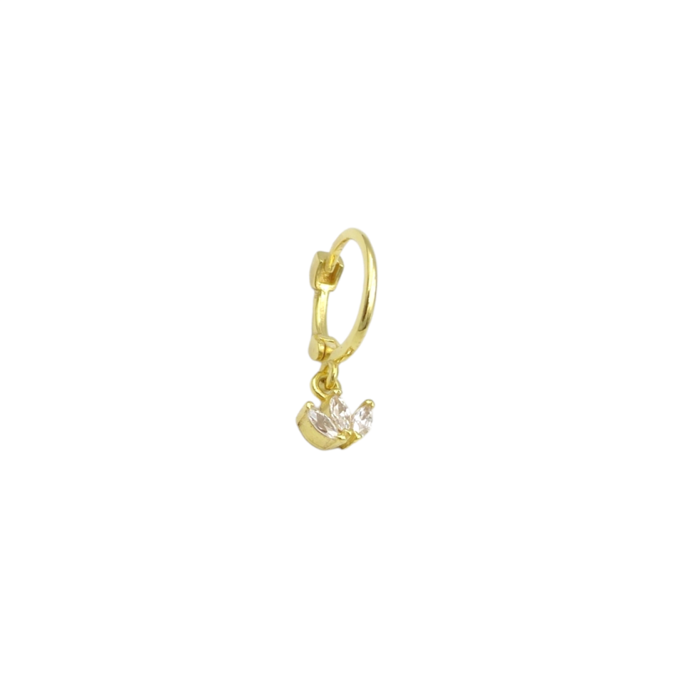 SALLANTILI ÜÇ YAPRAK HALKA GÜMÜŞ TRAGUS PIERCING