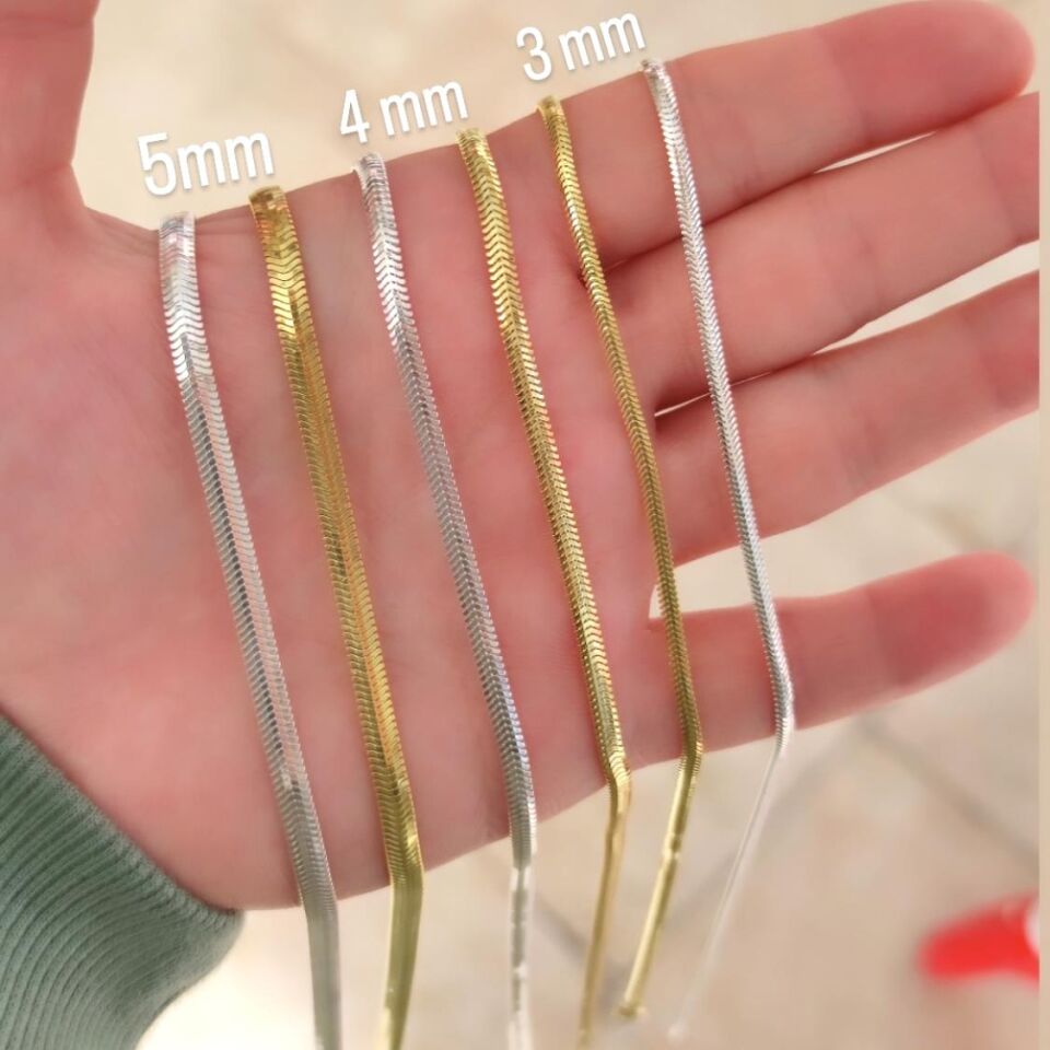3 MM İTHAL 45 CM EZME YILAN GÜMÜŞ ZİNCİR KOLYE
