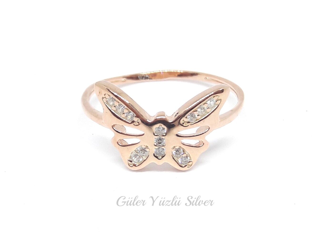 İTHAL KELEBEK GÜMÜŞ YÜZÜK ROSE BAKIR - 14