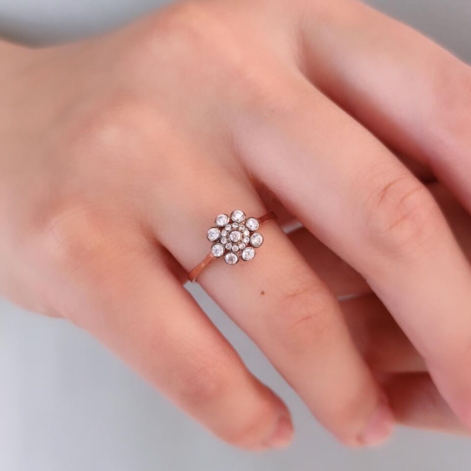 ELMAS MONTÜR ÇİÇEK GÜMÜŞ ÜÇLÜ SET ROSE BAKIR - 15