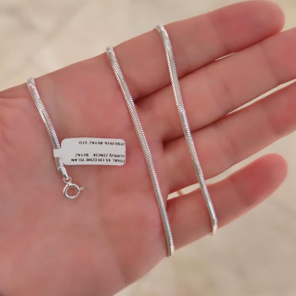 3 MM İTHAL 55 CM YILAN EZME GÜMÜŞ ZİNCİR KOLYE
