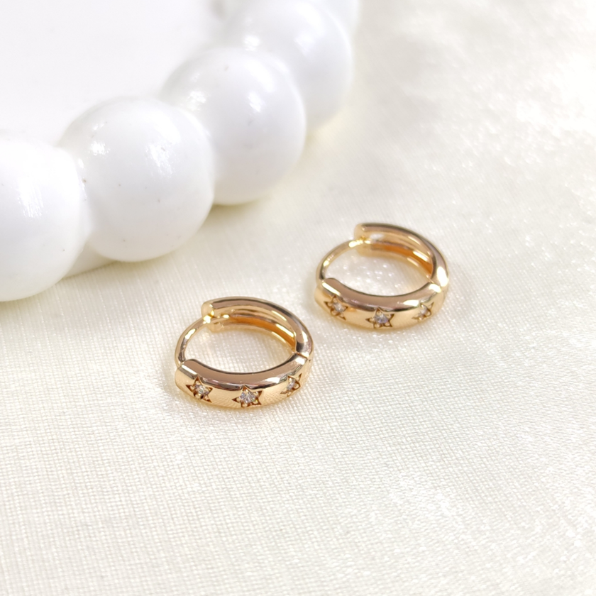 XUPING 12 MM YILDIZ TAŞLI HALKA KÜPE STD - ROSE BAKIR