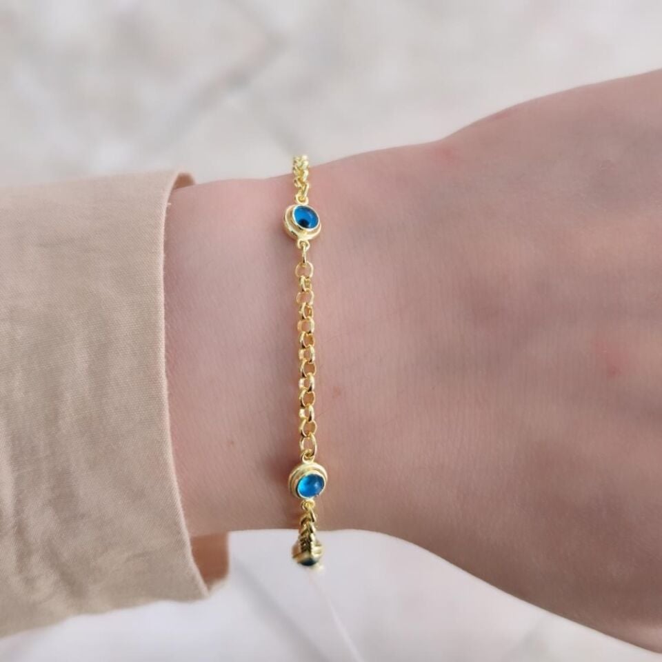 CAM GÖZ NAZAR DOÇ GÜMÜŞ BİLEKLİK