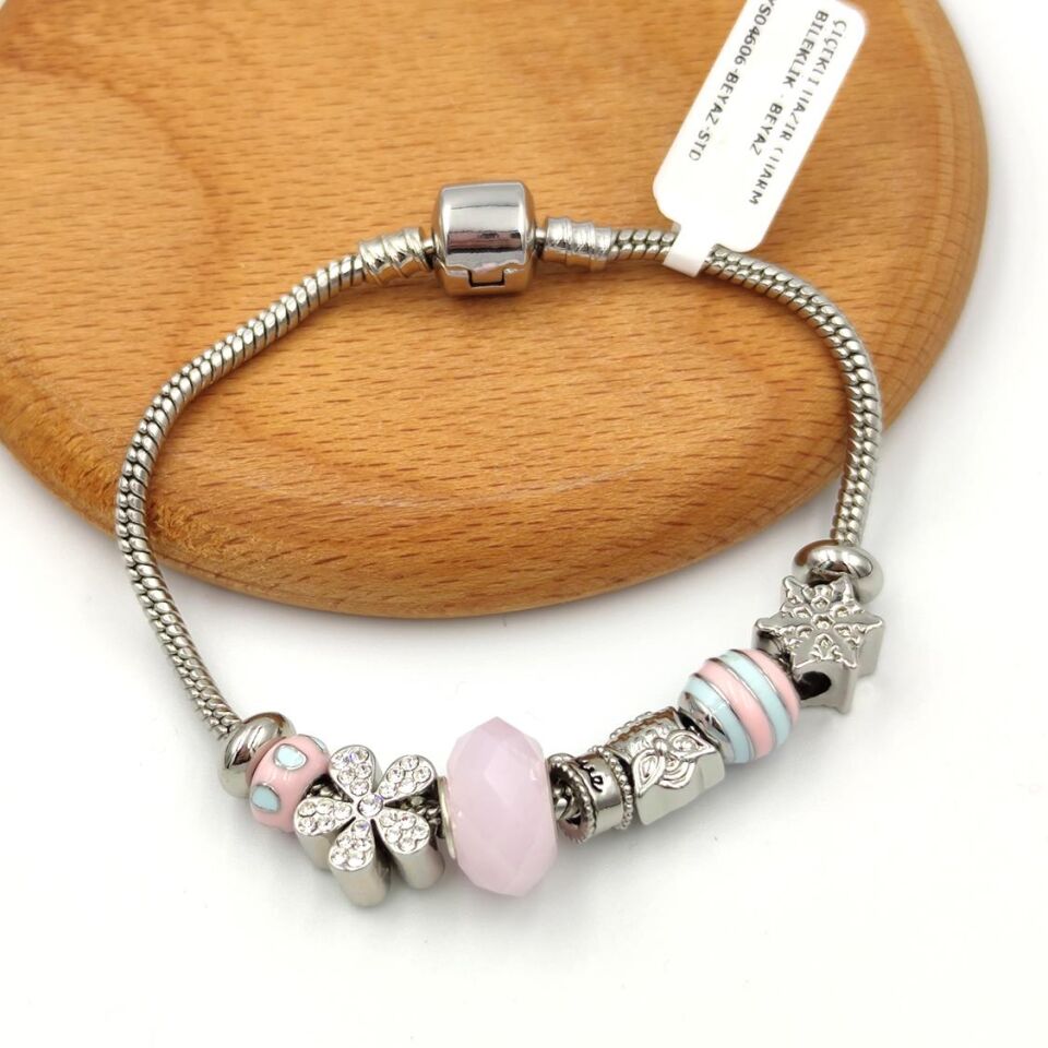 ÇİÇEKLİ HAZIR BİLEKLİK BEYAZ - STD