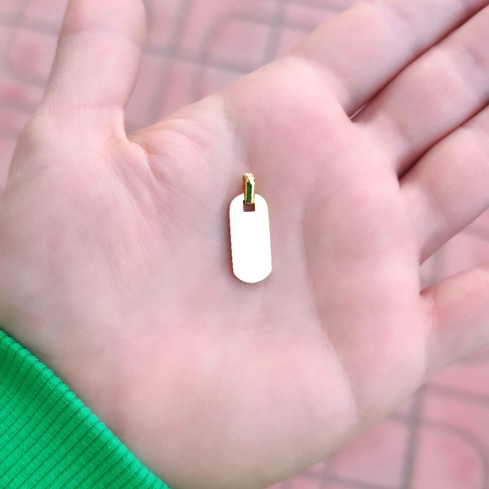 ÇELİK MİNİ OVAL PLAKA KOLYE UCU