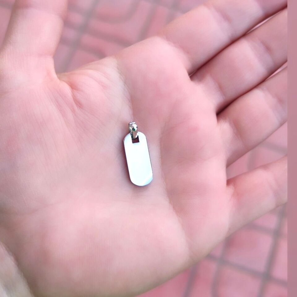 ÇELİK MİNİ OVAL PLAKA KOLYE UCU