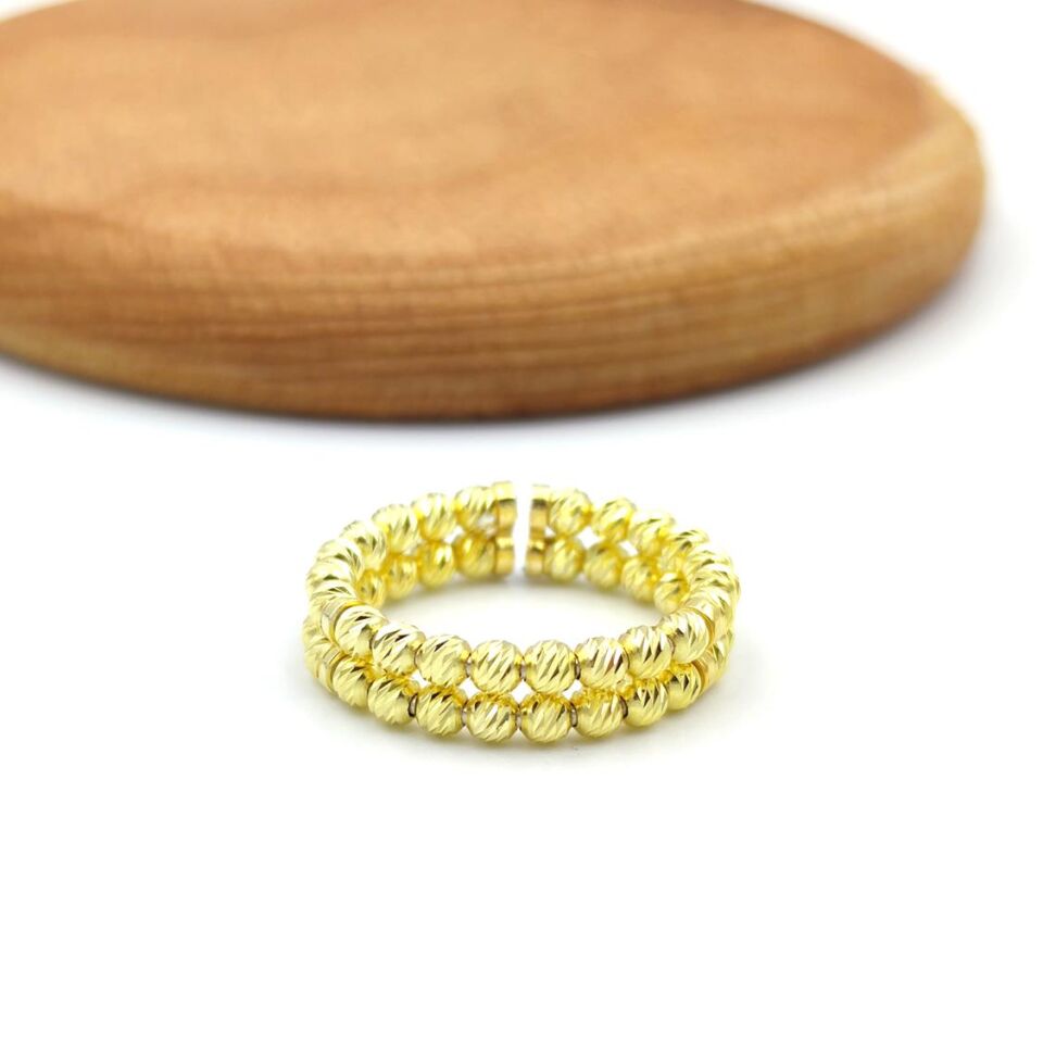 AYARLANABİLİR İKİ SIRA DORİCA GÜMÜŞ YÜZÜK ALTIN SARI - STD