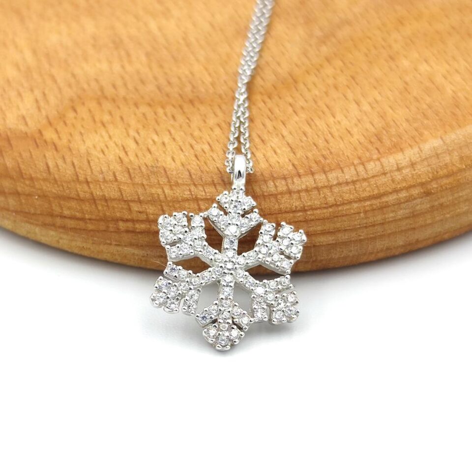 KAR TANESİ GÜMÜŞ KOLYE RODYUM BEYAZ - STD