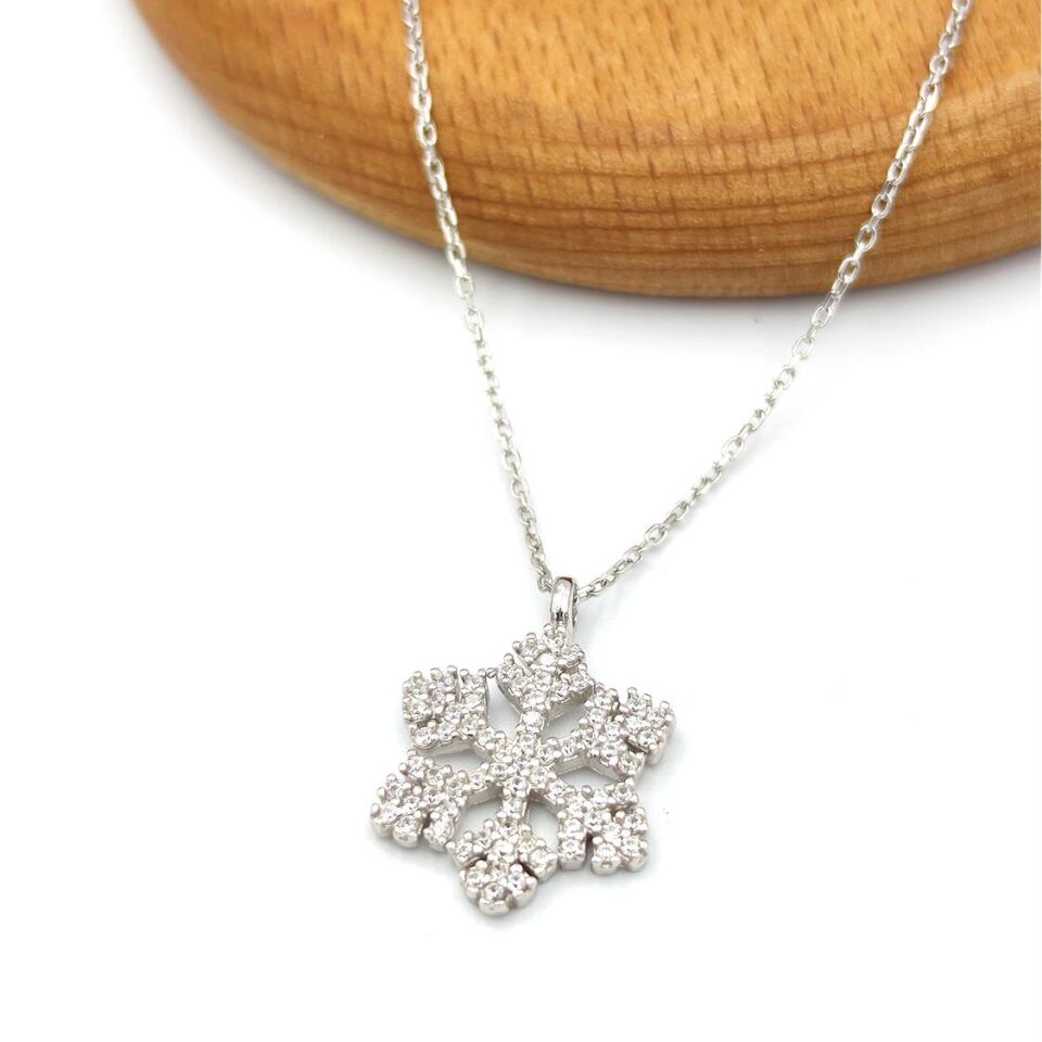 KAR TANESİ GÜMÜŞ KOLYE RODYUM BEYAZ - STD