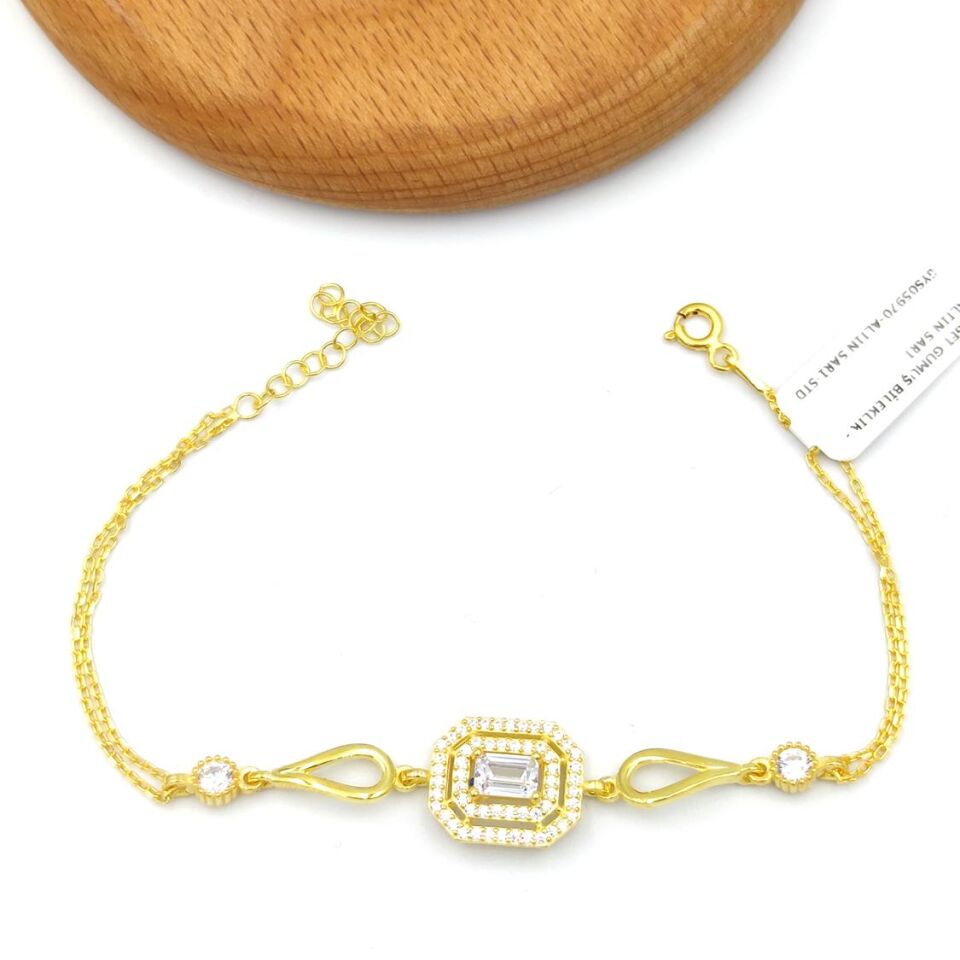 BAGET GÜMÜŞ BİLEKLİK ALTIN SARI - STD