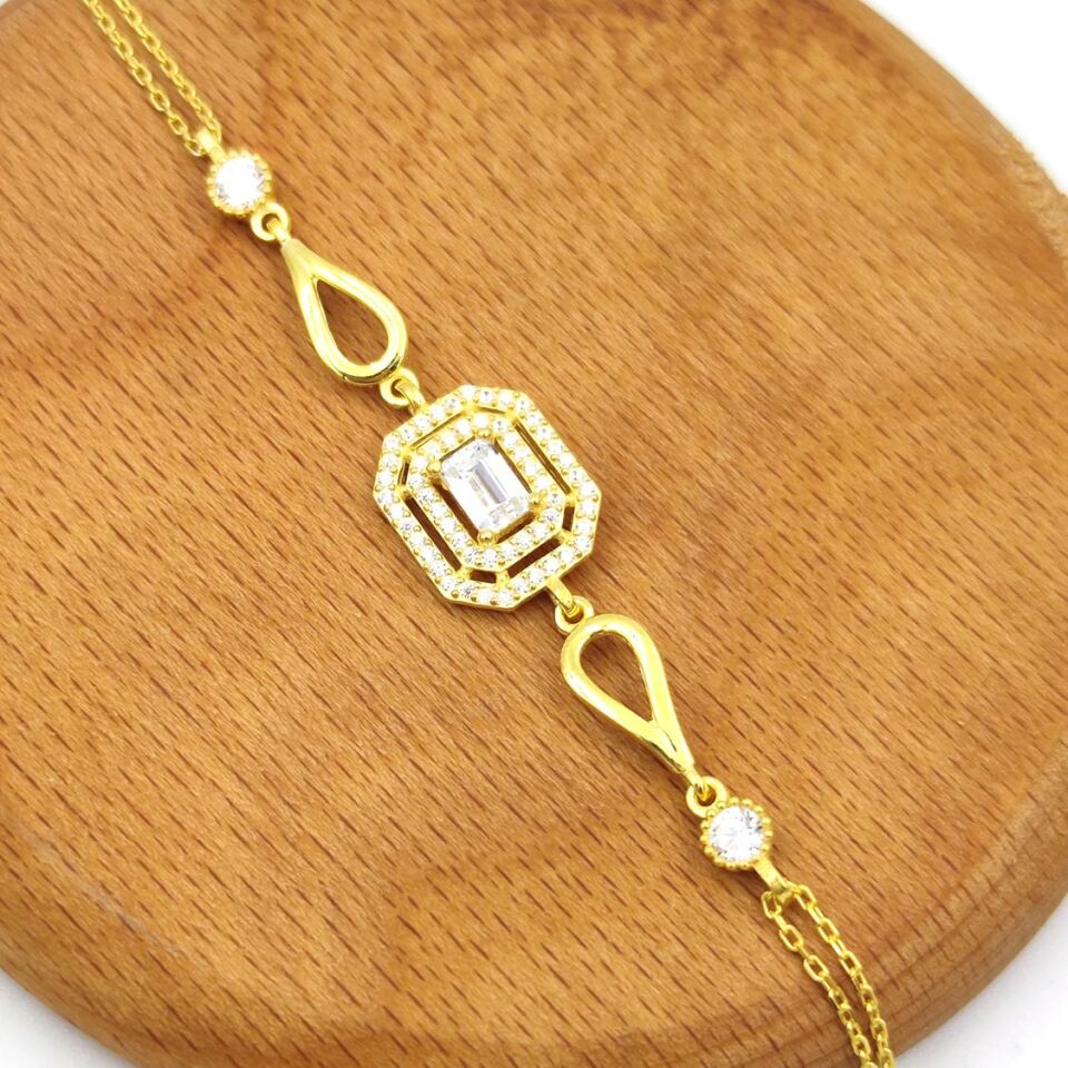 BAGET GÜMÜŞ BİLEKLİK ALTIN SARI - STD