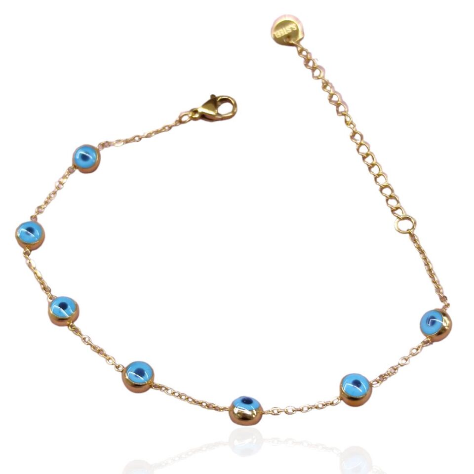 ÇELİK NAZAR BONCUKLU BİLEKLİK ALTIN SARI - STD