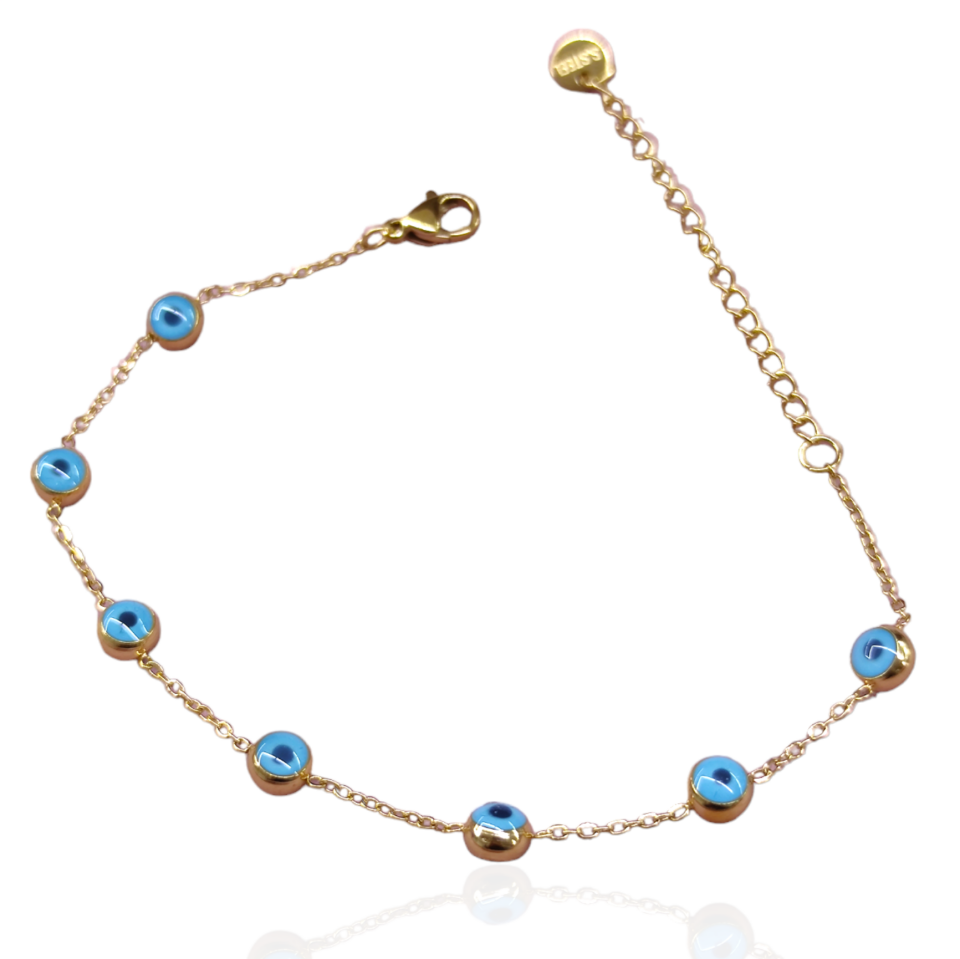 ÇELİK NAZAR BONCUKLU BİLEKLİK ALTIN SARI - STD