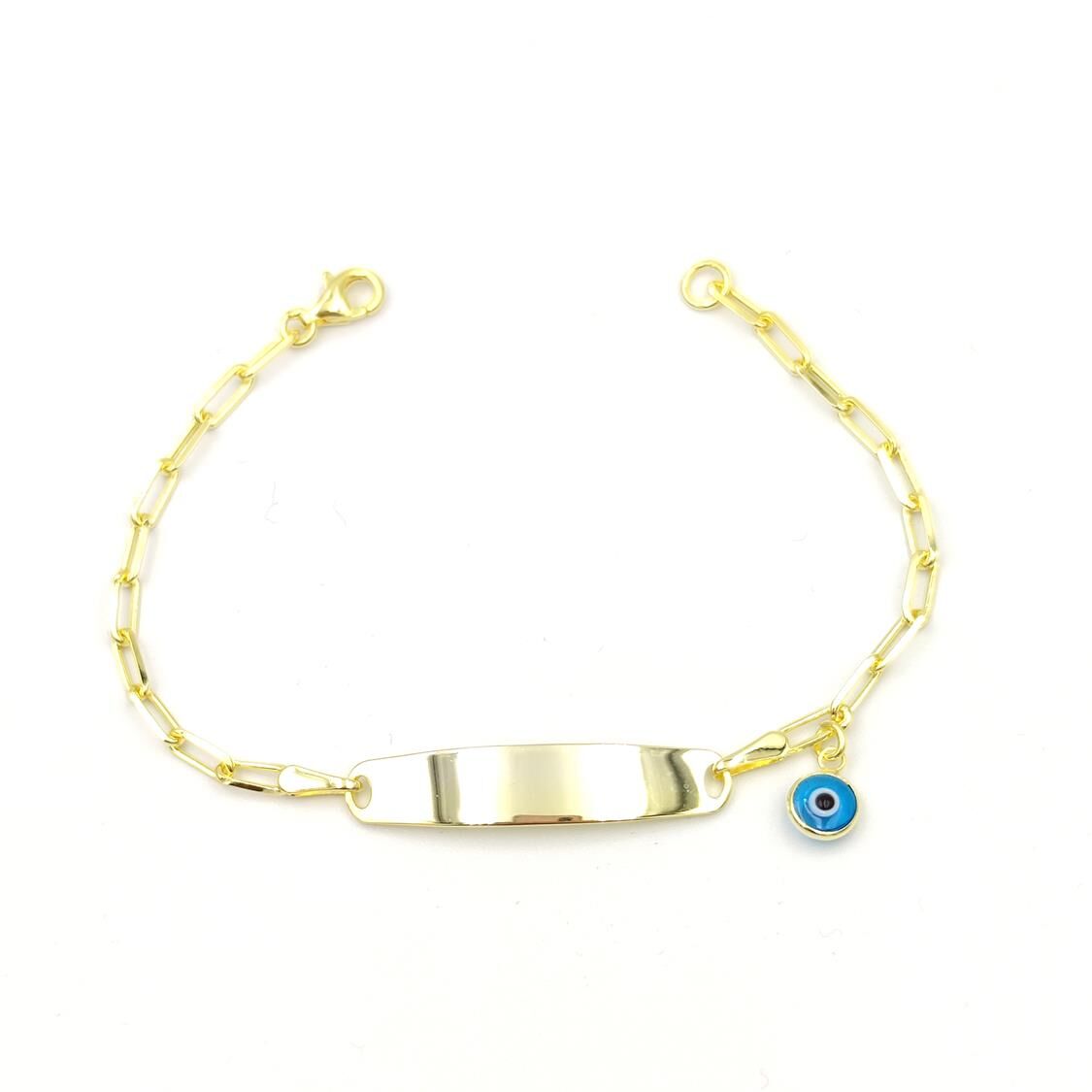 NAZAR BONCUKLU İSİMLİ ÇOCUK GÜMÜŞ BİLEKLİK ALTIN SARI - STD