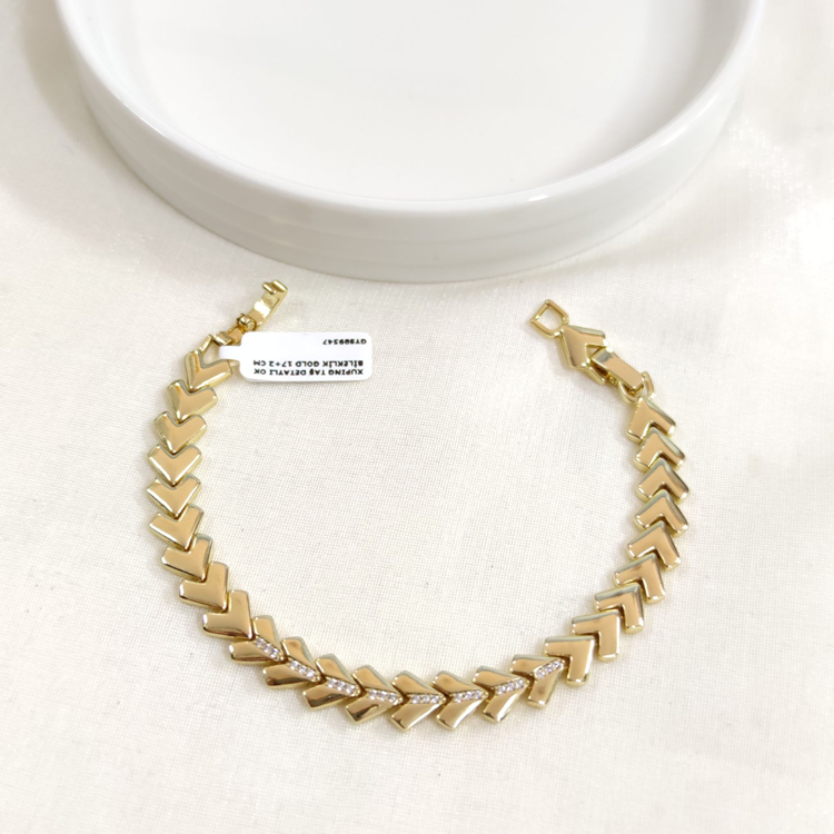 XUPING TAŞ DETAYLI OK BİLEKLİK GOLD 17+2 CM